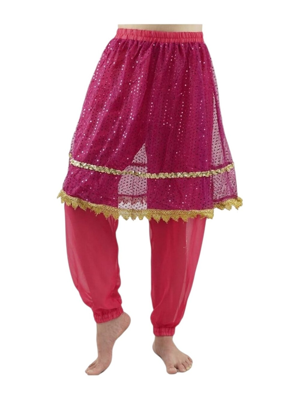 Womens Rose Red Embelleshed Belly Dancing Pants
